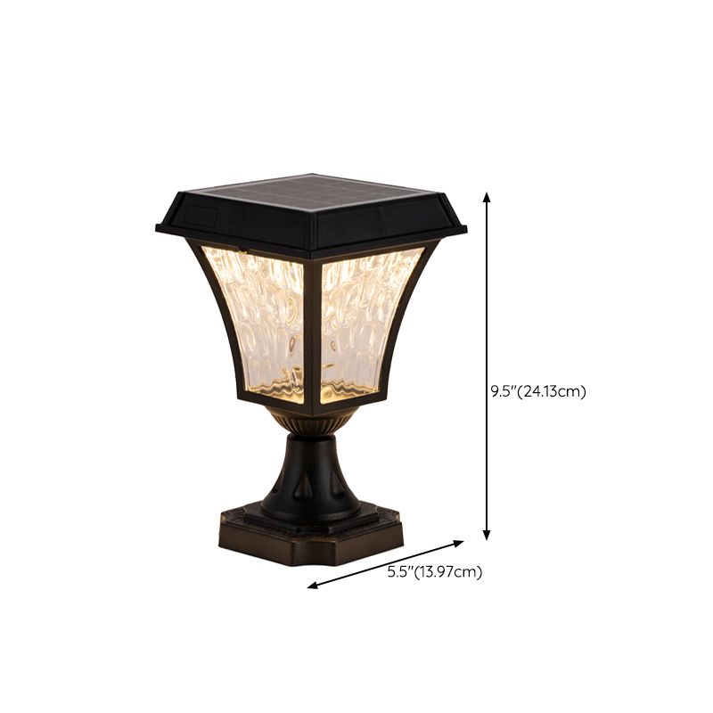 LED Black Pillar Lamp Waterproof Outdoor Light with Glass Shade for Garden