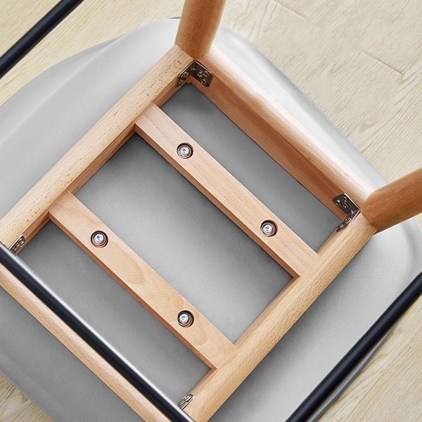 Scandinavian Armless Bar Stools Plastic Low Back Barstool with 4 Beech Legs