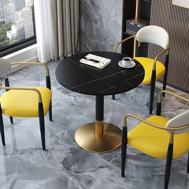 Round Dining Room Table Luxury Pedestal Base Desk of Sintered Stone