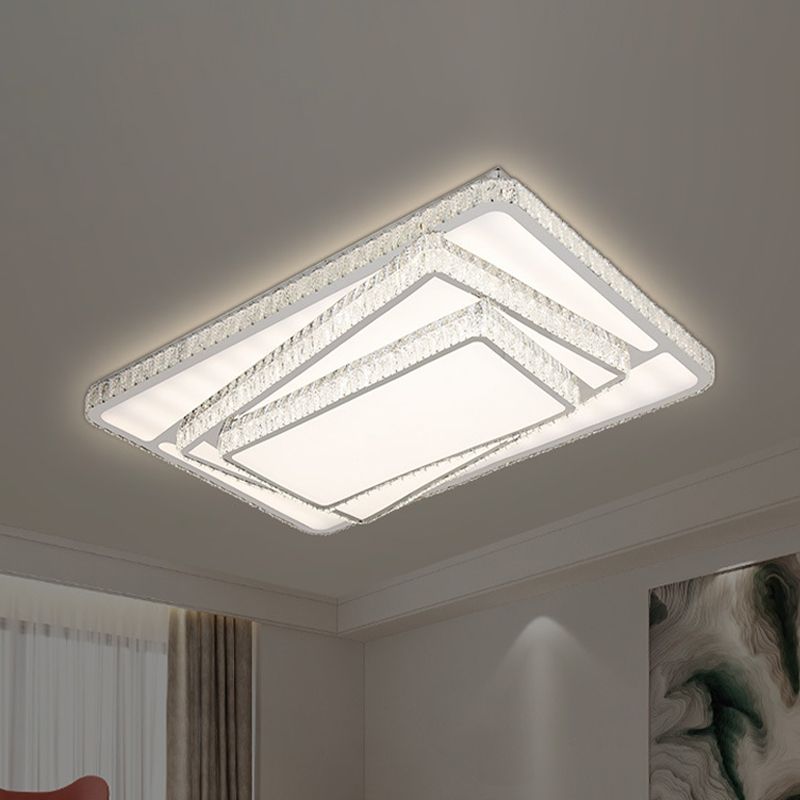 LED Flush Ceiling Licht Zeitgenössische Gestapelte Kristallrechtecke Flushmount Lighting in Weiß