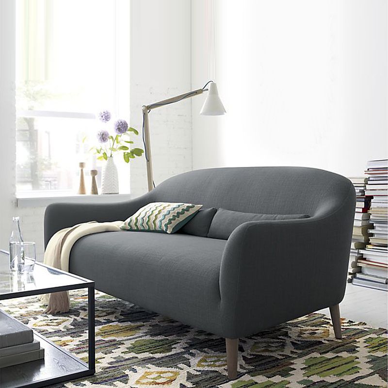 Sofá de lino de 3 asientos escandinavo curvado 33.86 "D ​​x 31.89" H Loveseat
