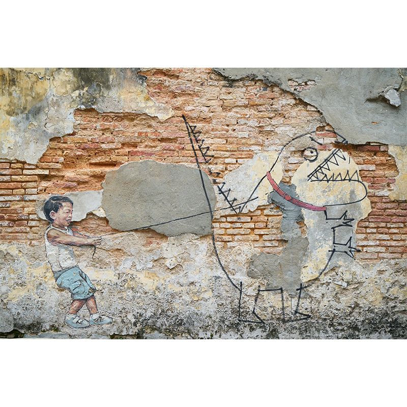 Photography Brick Wall Mural Environment Friendly Wallpaper for Home