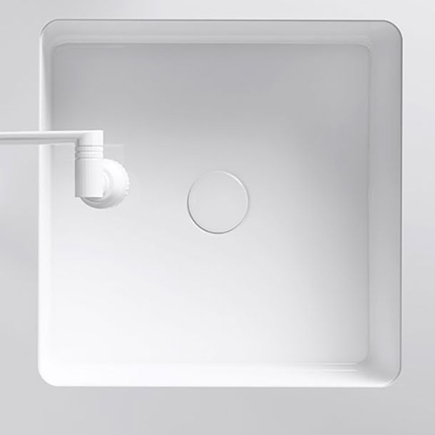 Classic Bathroom Sink Rectangular White Wash Stand with Pop-Up Drain