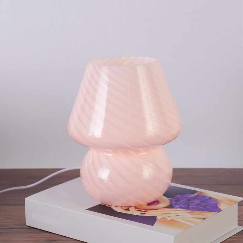Lámparas de mesa nocturna de champiñones Modernas luces de 1 luces con sombra de vidrio para sala de estar