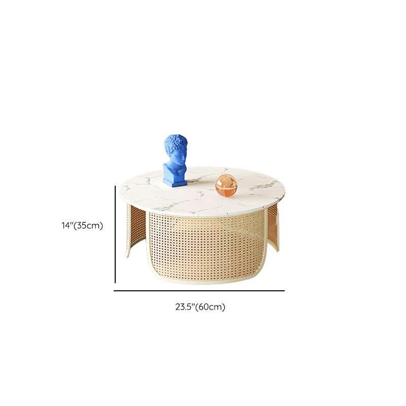 Contemporary Round Cocktail Table Single Slate Coffee Cocktail Table