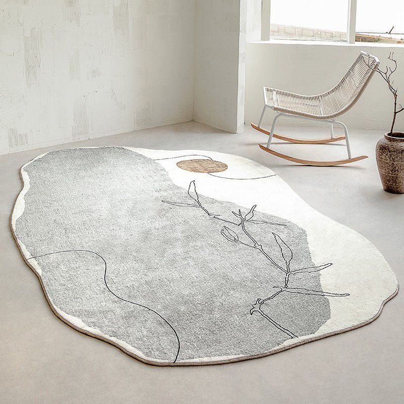 Rapis de motif abstrait blanc Rapier polyester tapis de support non glissant pour le salon