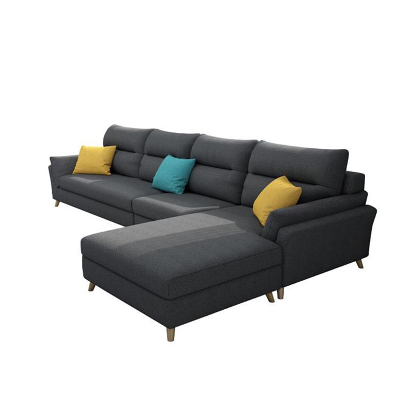 Modern Slipcovered Sofa & Chaise Fabric Flared Arm Sectional