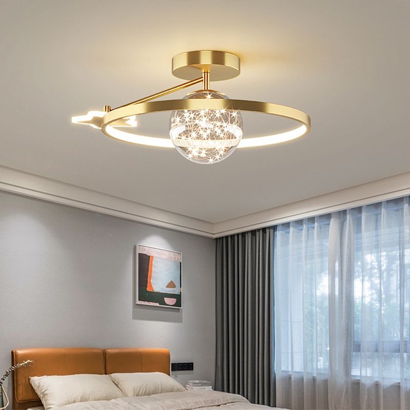 Ring Semi Flush Mount Light Fixture Modern Simplicity Ceiling Mount Light Fixture for Bedroom