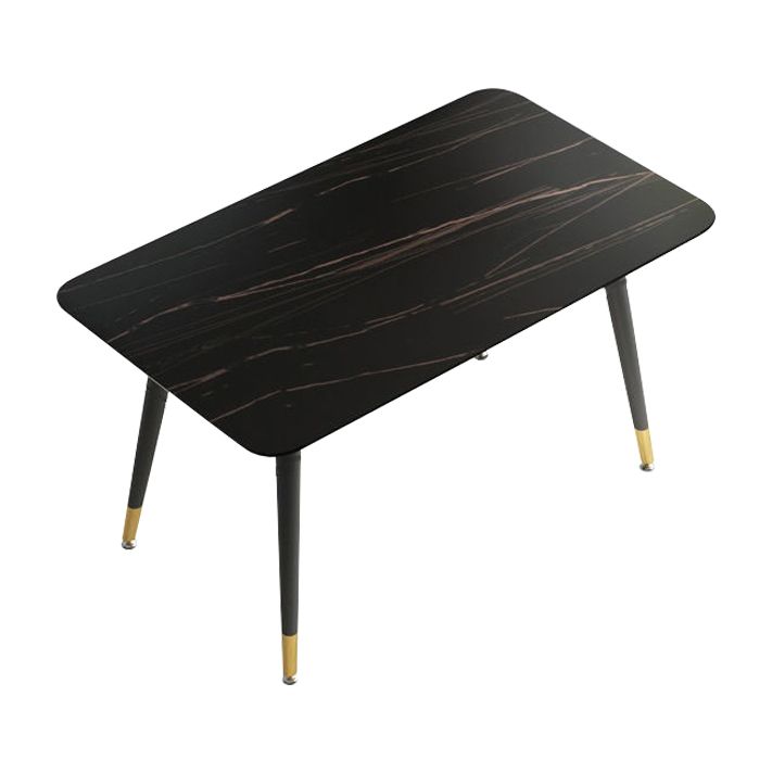 Rechthoek traditionele luxe eettafel gesinterde stenen tafel met 4 zwarte benen