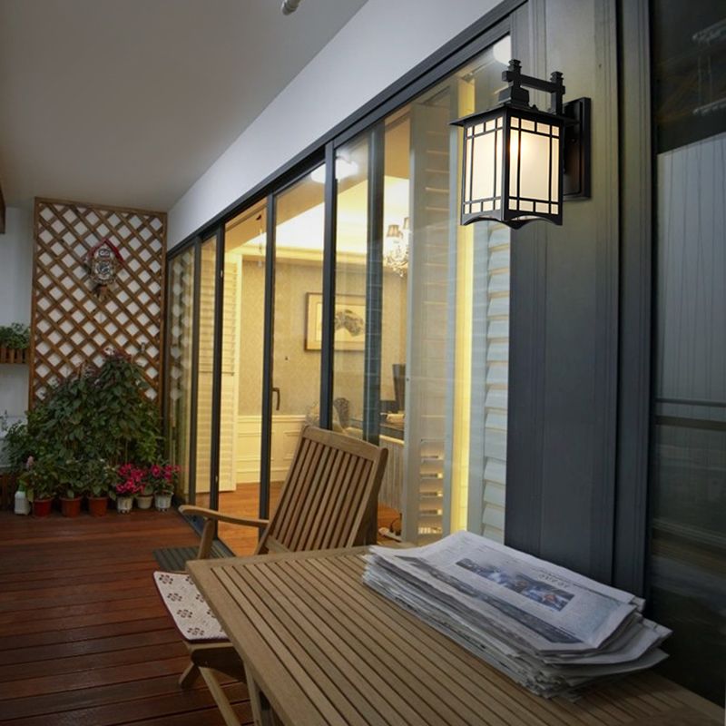 Squared Glass Wall Mount Lamp 1-Light Vintage Wall Lighting Fixture for Balcony