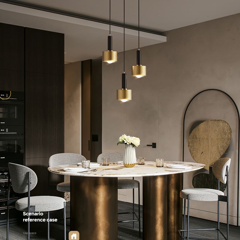 Contemporary Pendant Light Kit Gold Shaded Hanging Ceiling Light with Metal Shade