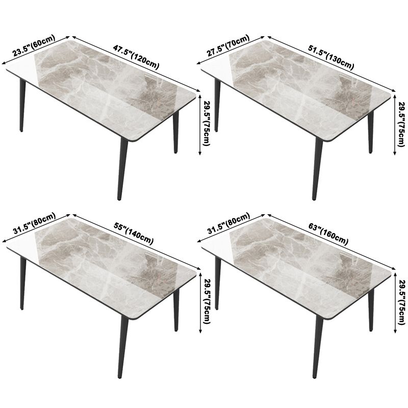 Sintered Stone Two-Color Dining Table Simplicity 4 Legs Table for Dining Room