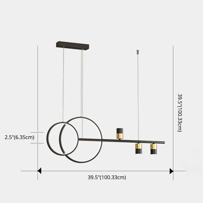 Black and Gold LED Island Pendant Light in Modern Creative Style Wrought Iron Linear Hanging Light with Acrylic Shade