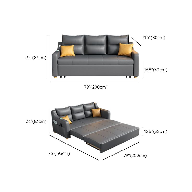 31" Wide Contemporary Futon Sofa Bed Gray Pillow Back Sleeper Sofa