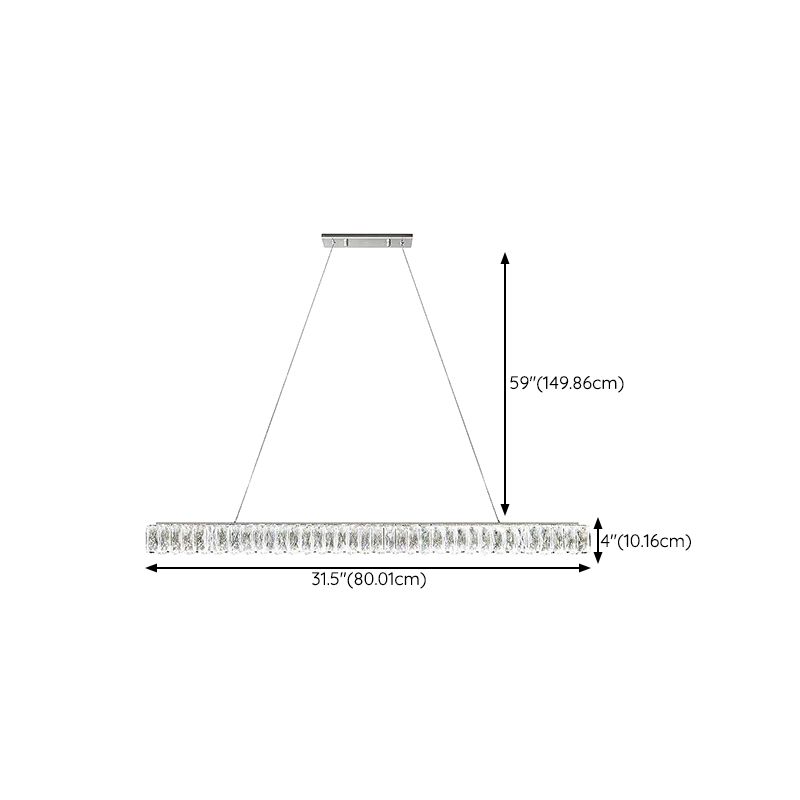 Nordic Style Crystal Hanging Lamp Rectangle Shape Island Light Fixture for Living Room