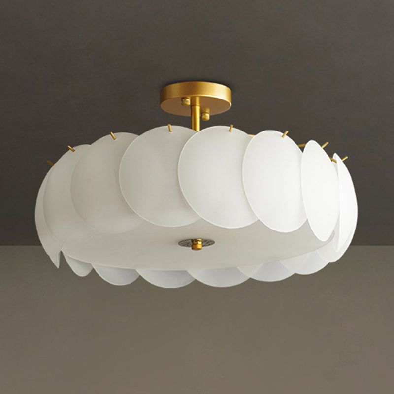 Modern Style Drum Shape Flush Mount Glass Ceiling Light for Living Room
