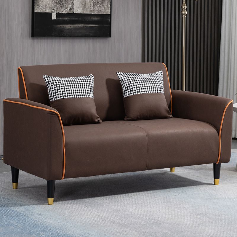 Glam Tight Back Flared Arm Living Room Faux Leather Standard Seating