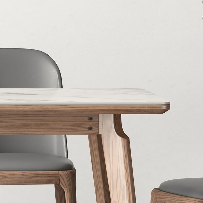 Rectangle Solid Wood Legs Table Contemporary Stone Dining Table for Dining Room