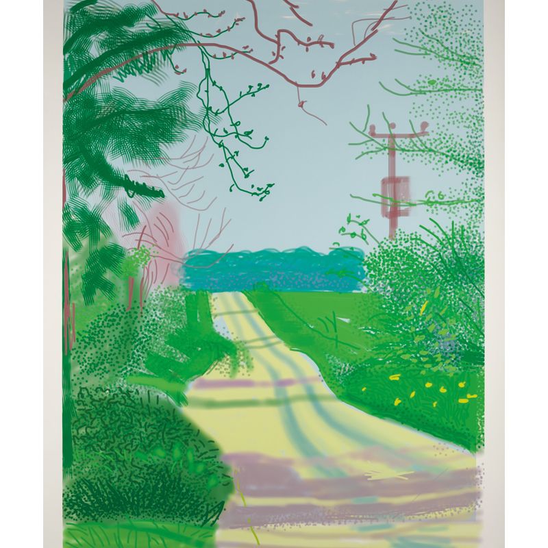 Modern Art Spring Path Mural in Yellow-Green Washable Wall Decor for Home Gallery