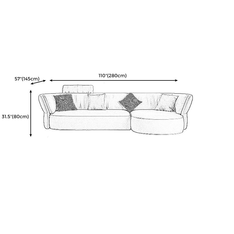 Beige Stain-Resistant Faux Leather Pillow Top Arm Sectional for Living Room