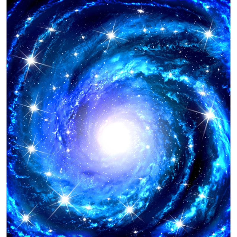 Modern Supernatural Stars Spiral Mural for Boys Bedroom Customised Wall Art in Dark Color