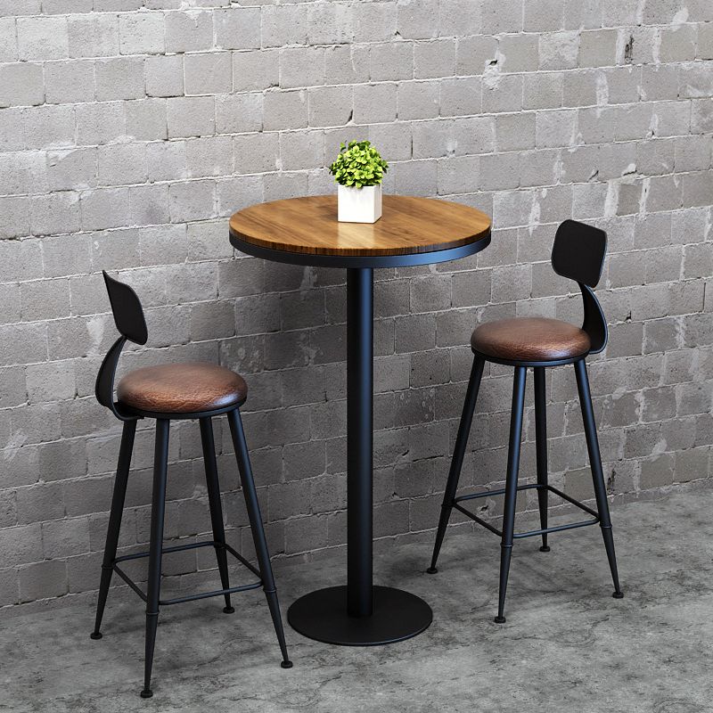 Taburete de bar industrial envejecido Bristol Taburete de bar de cuero con cojín