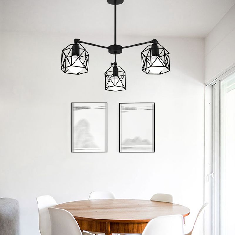 Nordic Style Ceiling Light Iron Frame Shape Adjustable Ceiling Lamp for Bedroom