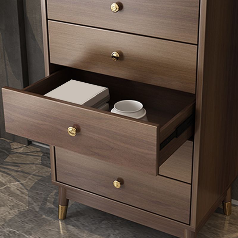 Glam Wooden Vertical Storage Chest Bedroom Chest with Drawers