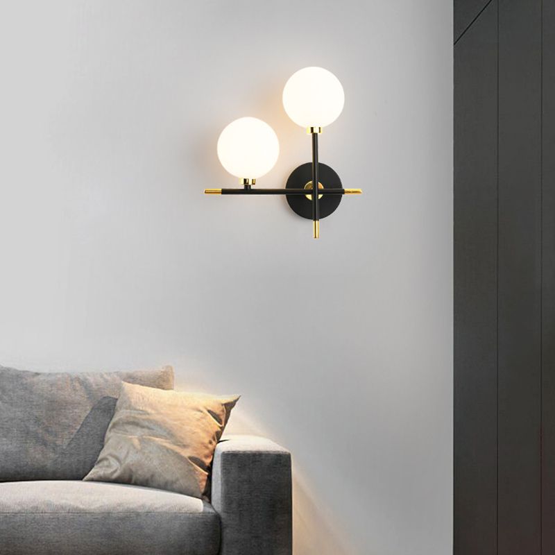 Wohnzimmer Glas Metall Wandleuchte zeitgenössische 2 Kopfwand montierte Leuchte