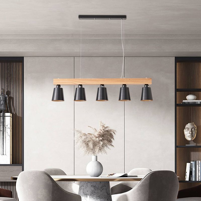 Apparecchi di illuminazione per isola moderna del soffitto lineare in legno per sala da pranzo