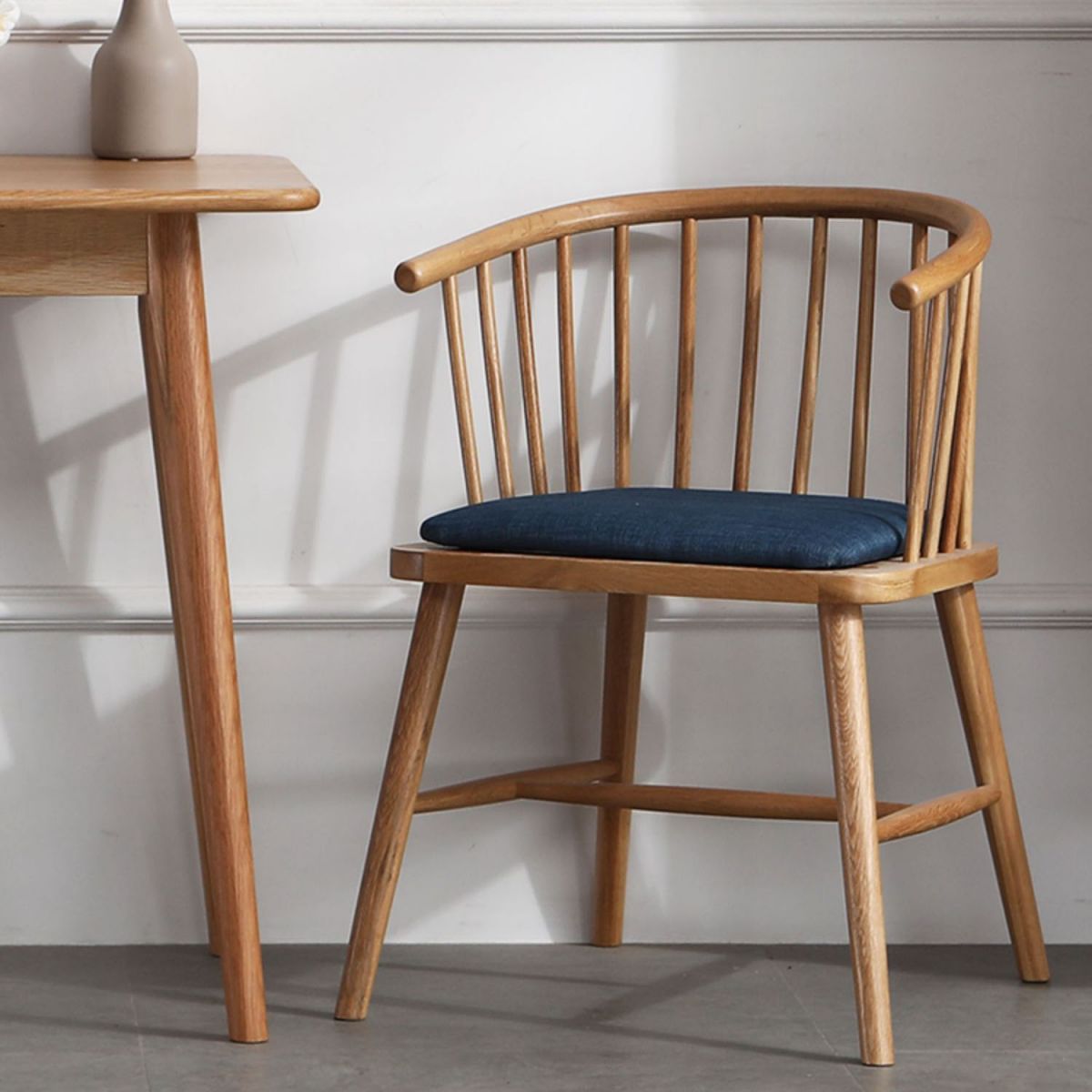 Silla trasera Windsor de estilo moderno, sillones de comedor con patas de madera para cocina