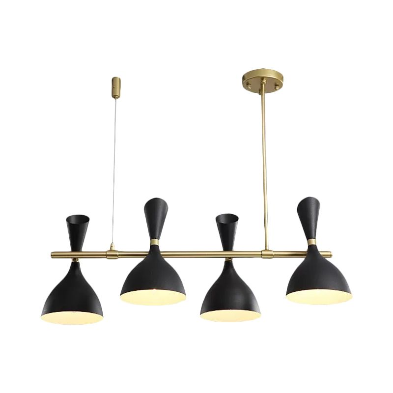 Corna di corno metallico Isola Light Dining Room 4/6 Luci lampadario a sospeso nordico in nero/bianco