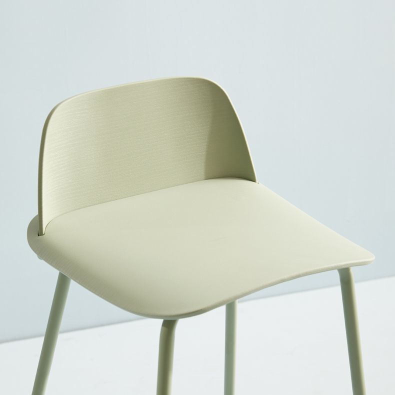 Contemporary Plastic Barstool Plastic Counter Stool Rectangle Seat with Iron Legs
