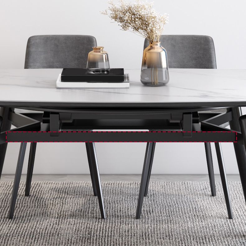 Eigentijdse uitschuifbare gesinterde stenen tafel, ronde vorm, standaard eettafel voor keuken