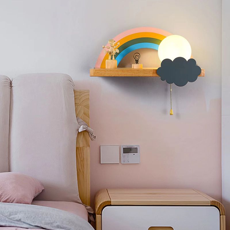 Modern Style Wooden Wall Light Fixture Creative Wall Light Sconce for Child's Room
