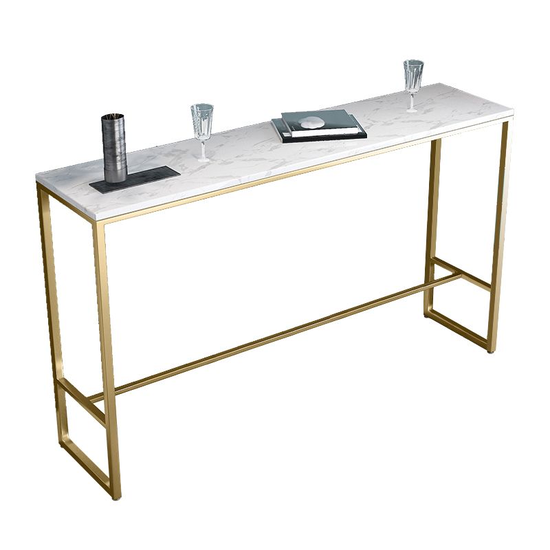 Glam Style Marble Bar Dining Table Rectangle Bar Table in White