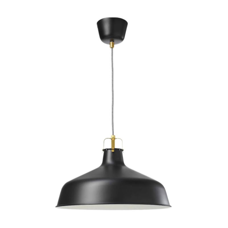 1 Light Metallic Pendant Lamp Modernism Black/White Barn Shade Dining Room Hanging Ceiling Light
