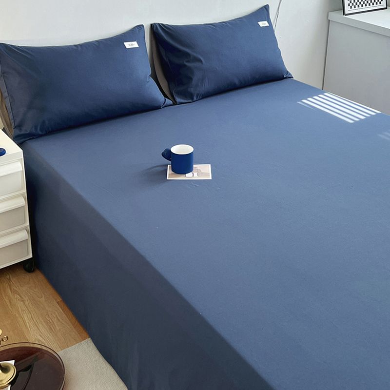 Elegant Fitted Sheet Cotton Solid Color Bed Sheet Set for Bedroom