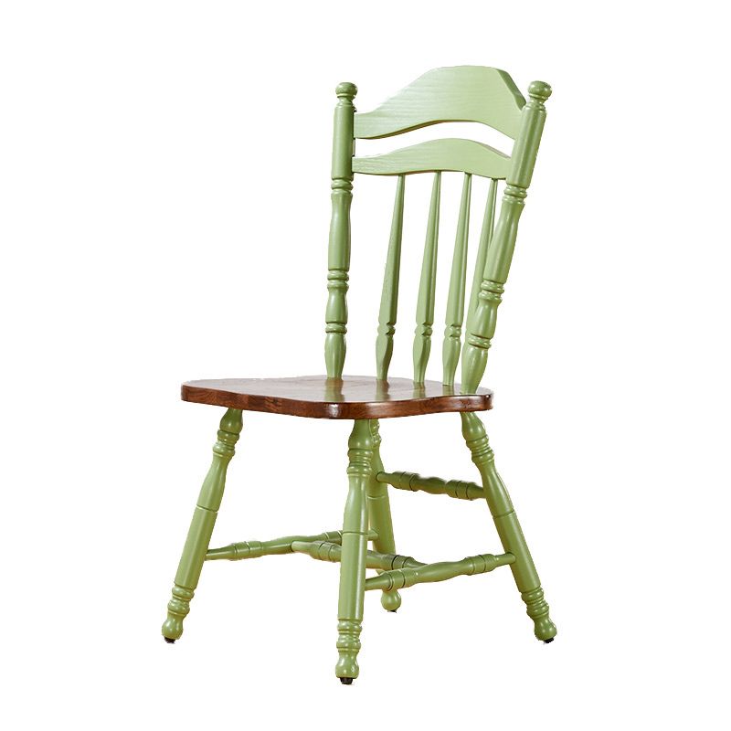 Country Solid Wood Square Dining Chair Slat Back Dining Side Armless Chair
