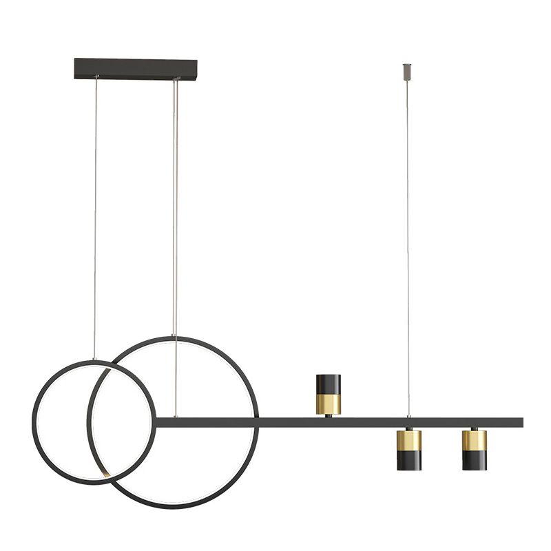 Black and Gold LED Island Pendant Light in Modern Creative Style Wrought Iron Linear Hanging Light with Acrylic Shade
