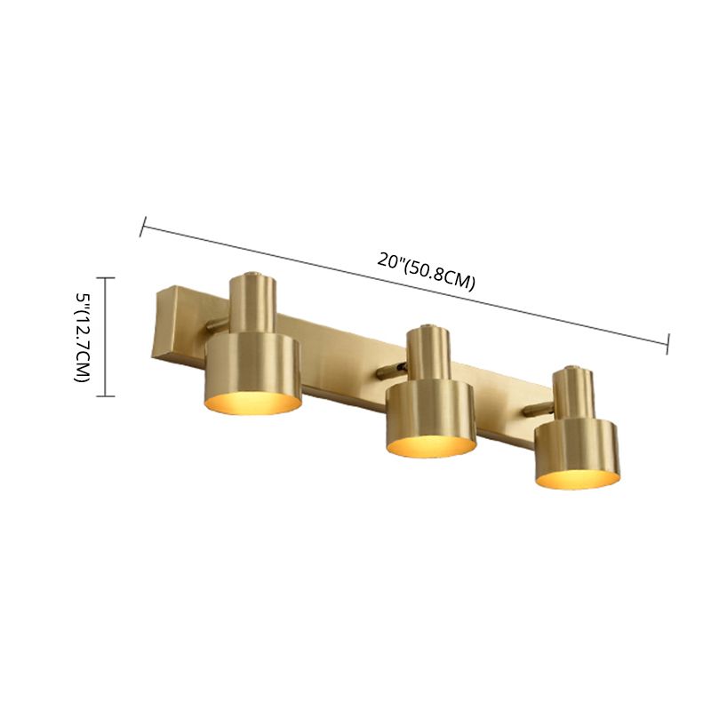 Mid-Century Luxury Style Cylinder Wall Mounted Vanity Lights Metal Vanity Lighting Fixtures for Bathroom