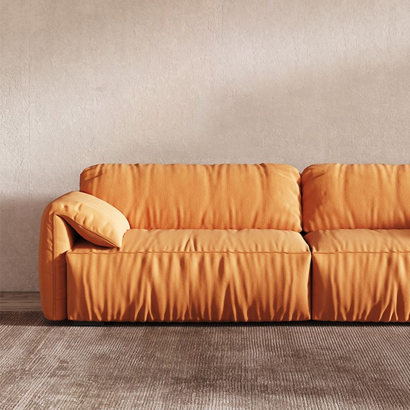 Contemporary Living Room Seating Pillow Top Arm Cushions Orange Sofa