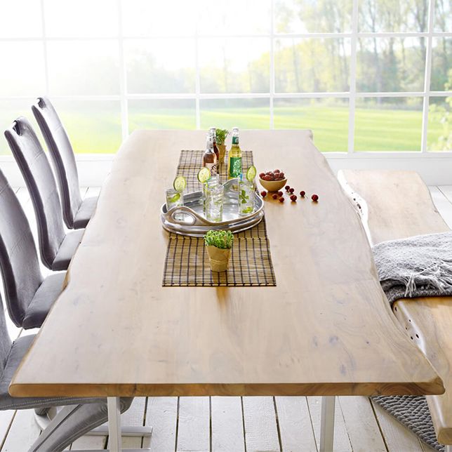 Rectangle Glam Style Dining Table Fixed Table with Solid Wood