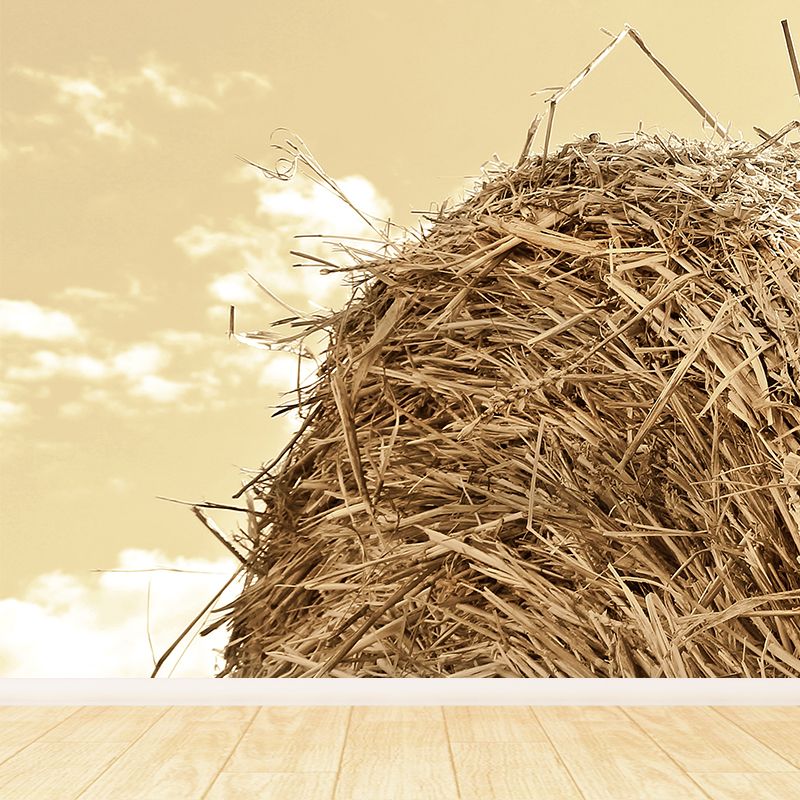 Huge Stalk Stubble Mural Decal Living Room Nature Scenery Wall Covering in Light Color, Waterproof