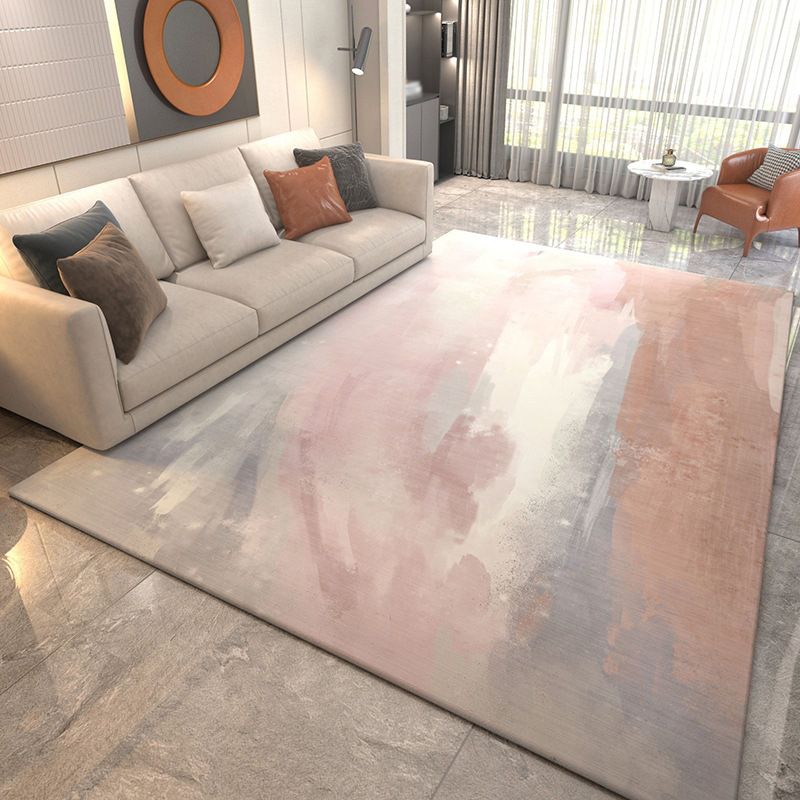 Roze eigentijds tapijt, polyesterkleurig stuk tapijt, antislip rugdeken voor woondecoratie