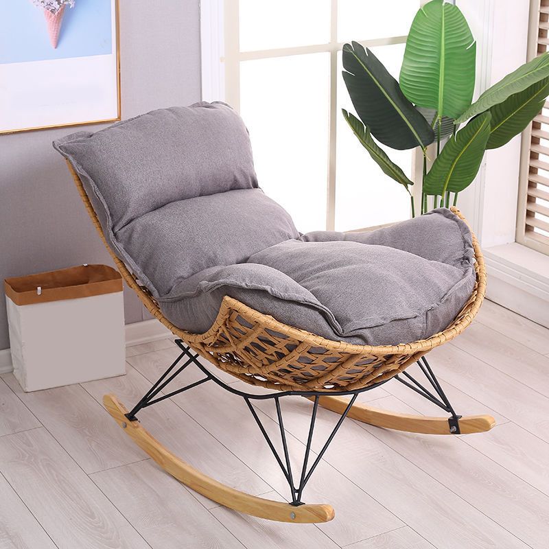 Modern Style Rattan Sofa Rocking Chair Indoor Rocking Chair with Cushion