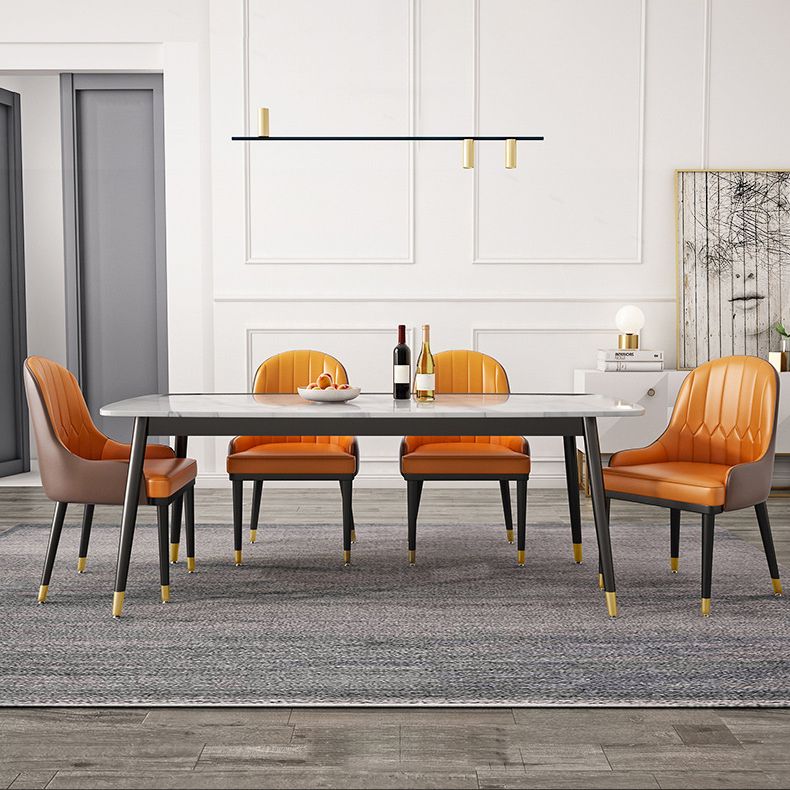 Rectangle Sintered Stone Dining Table Traditional Luxury Dining Table with 4 Legs