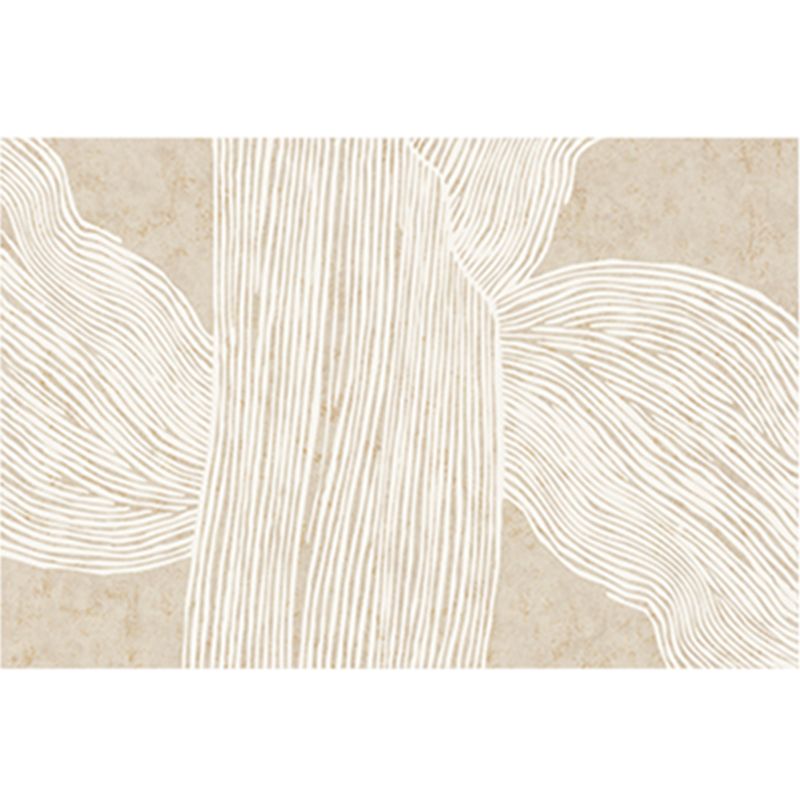 Modern Simple Stripe Rug Apricot Tone Polyester Carpet Stain Resistant Indoor Rug for Home Decoration