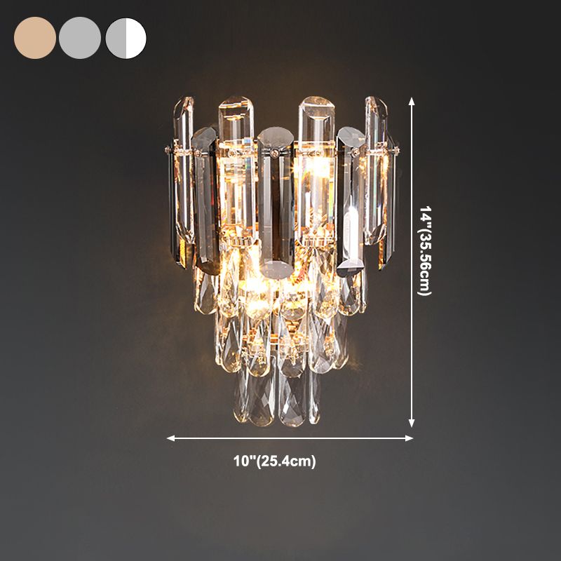 Geometric Shade 3-Lights Wall Sconce Modern Style Crystal Wall Mount Light Fixture