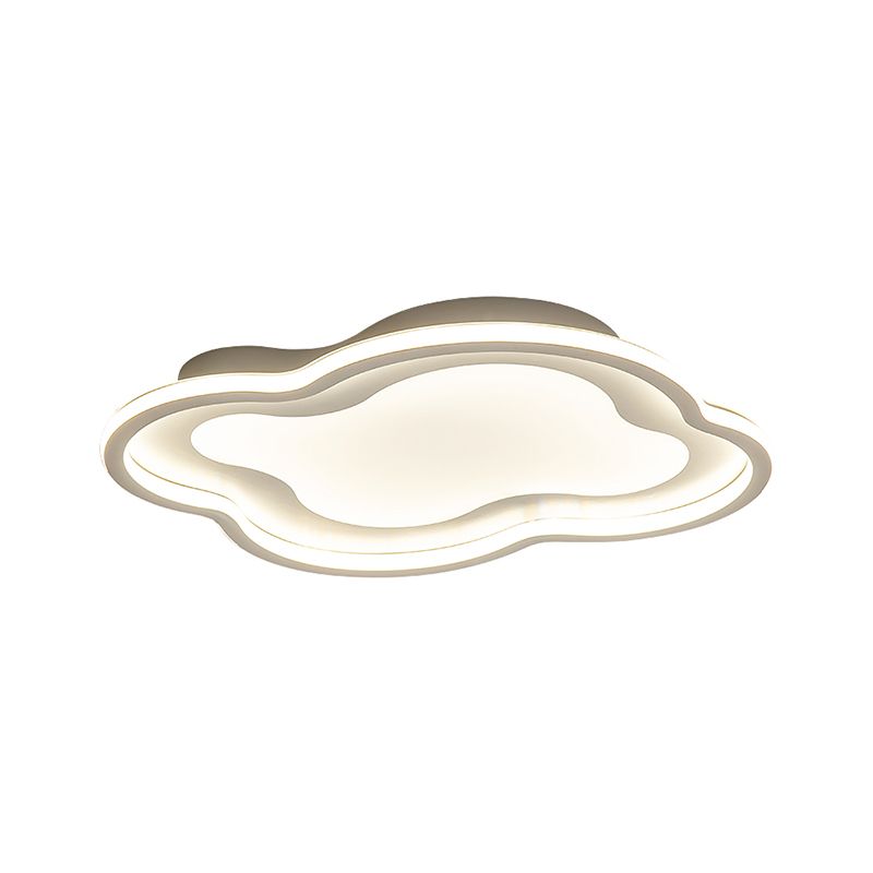 White/Blue Cloud Shape Flush Mount Lamp Modernist Metallic LED Ceiling Light Fixture for Nursery Room, Warm/White Light